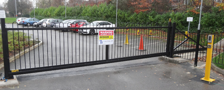 Black staff car park gate